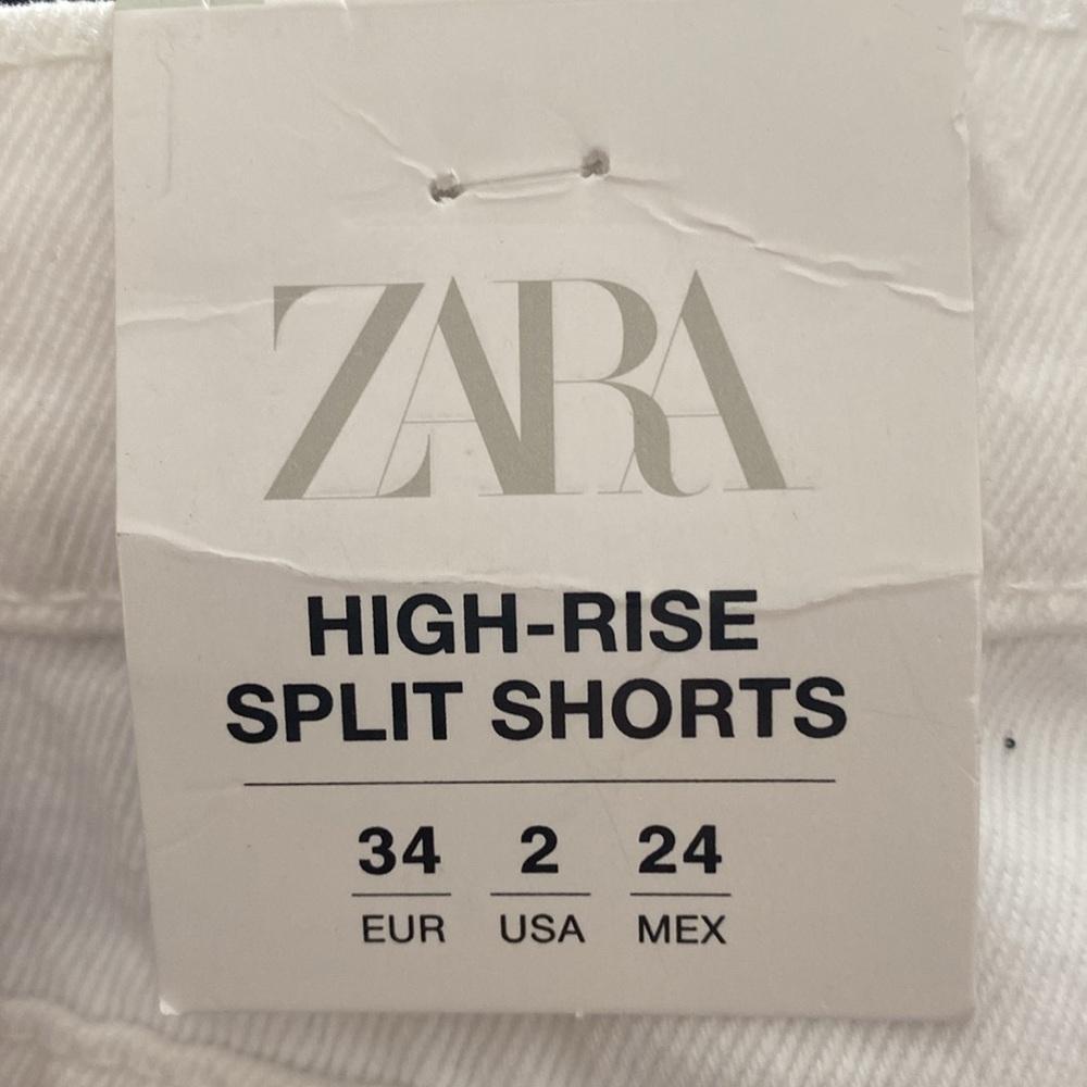 ZARA High-Rise Ripped Split Shorts Size 2 - New with tags - Picture 8 of 9